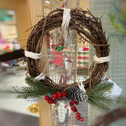 Silver Pinecone Grapevine Wreath